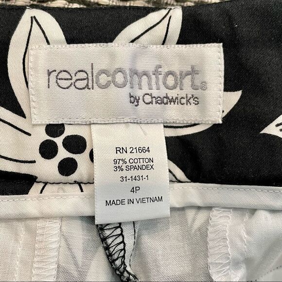 NWOT Real Comfort by Chadwick’s Size 4P Black/White Ankle Length Pants - Picture 5 of 6